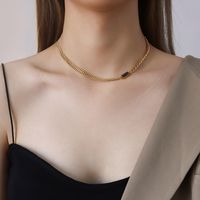 Trendy Chain Zircon Double Chain Stacking Necklace sku image 1