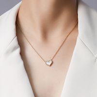 Fashion Peach Heart White Sea Shell Pendant Love Necklace sku image 3