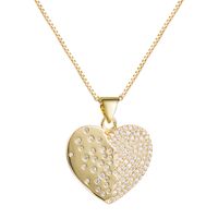 Copper Plated 18k Gold Micro-inlaid Zircon Heart-shaped Necklace sku image 1