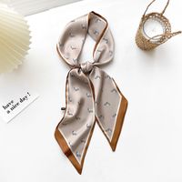 Beveled Angle Thin Narrow Long Ribbon Silk Scarf sku image 1