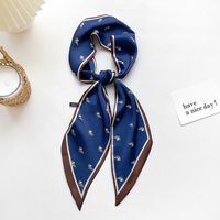 Beveled Angle Thin Narrow Long Ribbon Silk Scarf main image 1