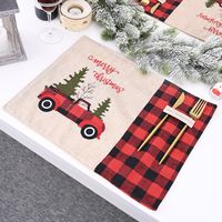 Rot Schwarz Plaid Auto Weihnachten Tischset Cartoon Tischdecke Tischsets main image 2