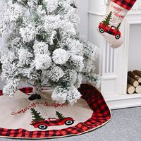 Christmas Tree Skirt Plaid Cloth Bottom Dress Up Tree Apron main image 3