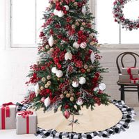 Plaid Cloth Edging Linen  Christmas Tree Bottom Apron main image 6