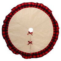 Plaid Cloth Edging Linen  Christmas Tree Bottom Apron main image 4