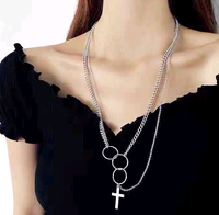 Fashion Hip-hop Simple Multi-ring Cross Multi-layer Necklace main image 2