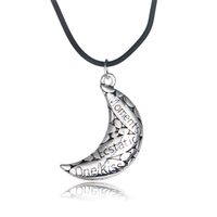Fashion New  Silver Crescent Lettering Pendant Leather  Necklace main image 5