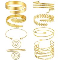 Hot Sale Leaf Geometric Smooth Hand Ornament Snake Arm Ring Eight-piece Set main image 1