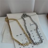 Gold Thick Chain Letter Titanium Steel Necklace main image 5