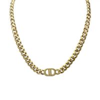Gold Thick Chain Letter Titanium Steel Necklace main image 6