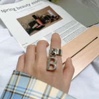 Exaggerated  Retro  Metal  Letter Pendant Ring main image 4