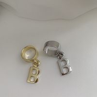 Exaggerated  Retro  Metal  Letter Pendant Ring main image 5