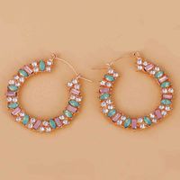 Diamond-studded Colorful Round Fashion Earrings main image 4