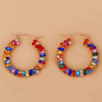Diamond-studded Colorful Round Fashion Earrings main image 5