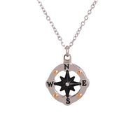 Mirror Stainless Steel Round Hollow Compass Necklace main image 3