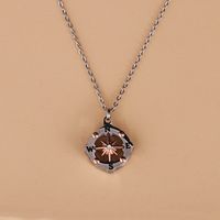 Mirror Stainless Steel Round Hollow Compass Necklace main image 5