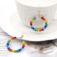 Fashion Bohemian Colorful Rice Bead Large Hoop Earrings main image 5