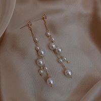 925 Silver Needle Pearl Tassel Earrings main image 6