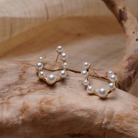 U-shaped Pearl Earrings Silver Needle main image 4