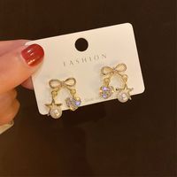 Boucles D'oreilles En Diamant Avec Perles Bowknot En Argent 925 main image 4