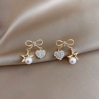 Boucles D'oreilles En Diamant Avec Perles Bowknot En Argent 925 main image 6