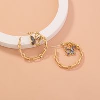 Fashion Retro Metal C-shaped Butterfly Earrings sku image 1