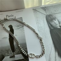 Gold Thick Chain Letter Titanium Steel Necklace sku image 2