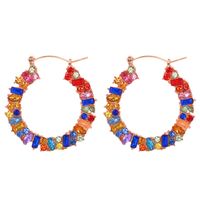 Diamond-studded Colorful Round Fashion Earrings sku image 1