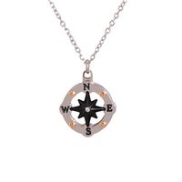 Mirror Stainless Steel Round Hollow Compass Necklace sku image 1