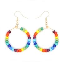 Fashion Bohemian Colorful Rice Bead Large Hoop Earrings sku image 1