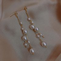 925 Silver Needle Pearl Tassel Earrings sku image 1