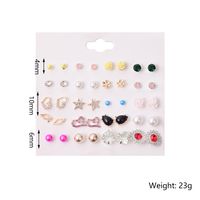 Fashion Alloy Diamond Earrings Set sku image 1