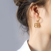 Letter Double B Titanium Steel Necklace Earrings sku image 1