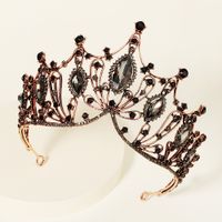 Baroque Retro Black Crown Alloy Rhinestone Wedding Crown main image 1