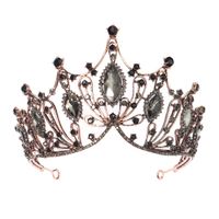 Baroque Retro Black Crown Alloy Rhinestone Wedding Crown main image 6