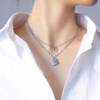 Double Layered Wear English Letter O Pendant Necklace main image 4