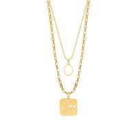 Double Layered Wear English Letter O Pendant Necklace main image 6