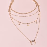 Fashion New   Moon Sun Stars Multilayer  Necklace main image 4