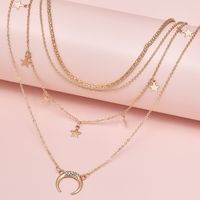 Fashion New   Moon Sun Stars Multilayer  Necklace main image 6