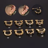 Ear Cartilage Rings & Studs Lady U Shape 316 Stainless Steel  Copper Inlaid Zircon main image 2