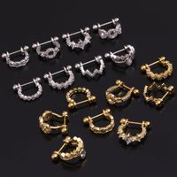 Ear Cartilage Rings & Studs Lady U Shape 316 Stainless Steel  Copper Inlaid Zircon main image 3