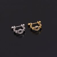 Ear Cartilage Rings & Studs Lady U Shape 316 Stainless Steel  Copper Inlaid Zircon main image 6