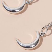 Simple Long Silver Chain Moon Earrings main image 5