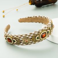 Knitted Fabric Diamond-studded Flower Pearl Baroque Headband main image 3