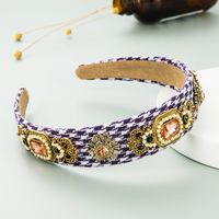 Knitted Fabric Diamond-studded Flower Pearl Baroque Headband main image 4