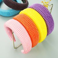 Exaggerated Wide-sided Thick Sponge Pearl Headband main image 6