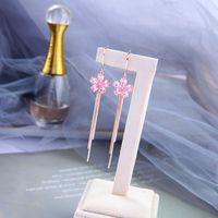 Fashion Micro Diamond Long Flower Tassels Earrings main image 2