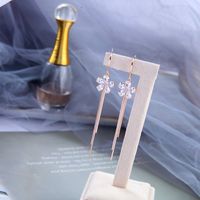 Fashion Micro Diamond Long Flower Tassels Earrings main image 3