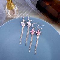 Fashion Micro Diamond Long Flower Tassels Earrings main image 4