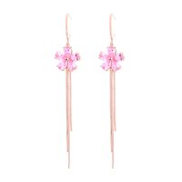 Fashion Micro Diamond Long Flower Tassels Earrings main image 6